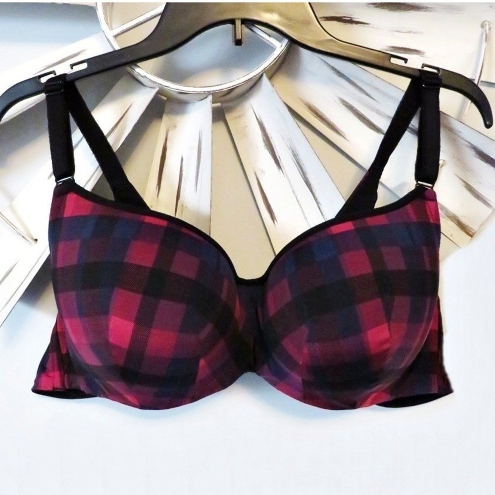 Torrid Curve Full-Coverage Balconette Plaid‎ Print 360° Back Smoothing Bra 44B - Picture 3 of 10